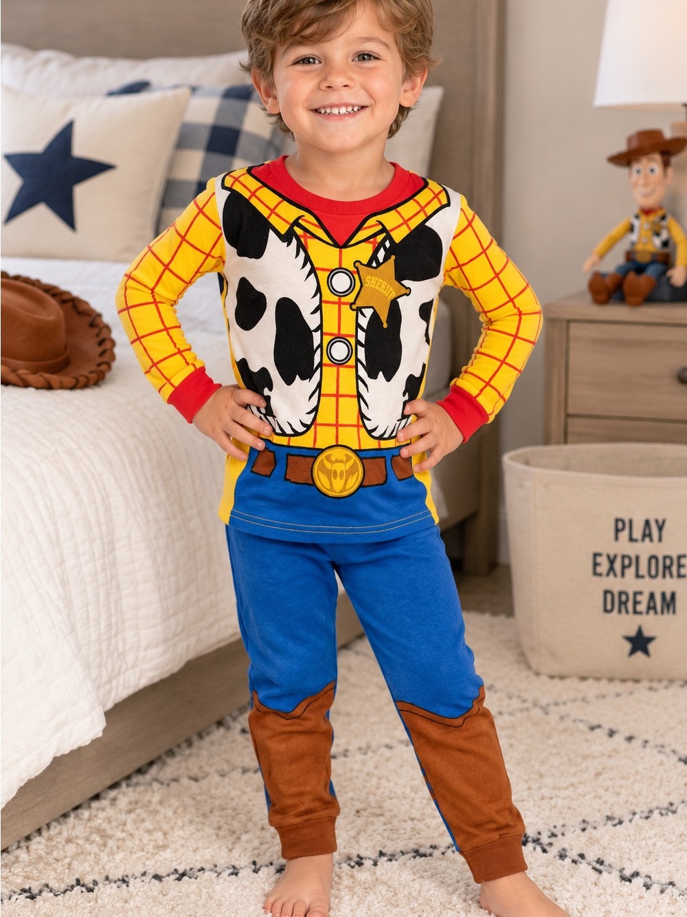 Disney Woody Sheriff Costume Pajama Set Size: 4T